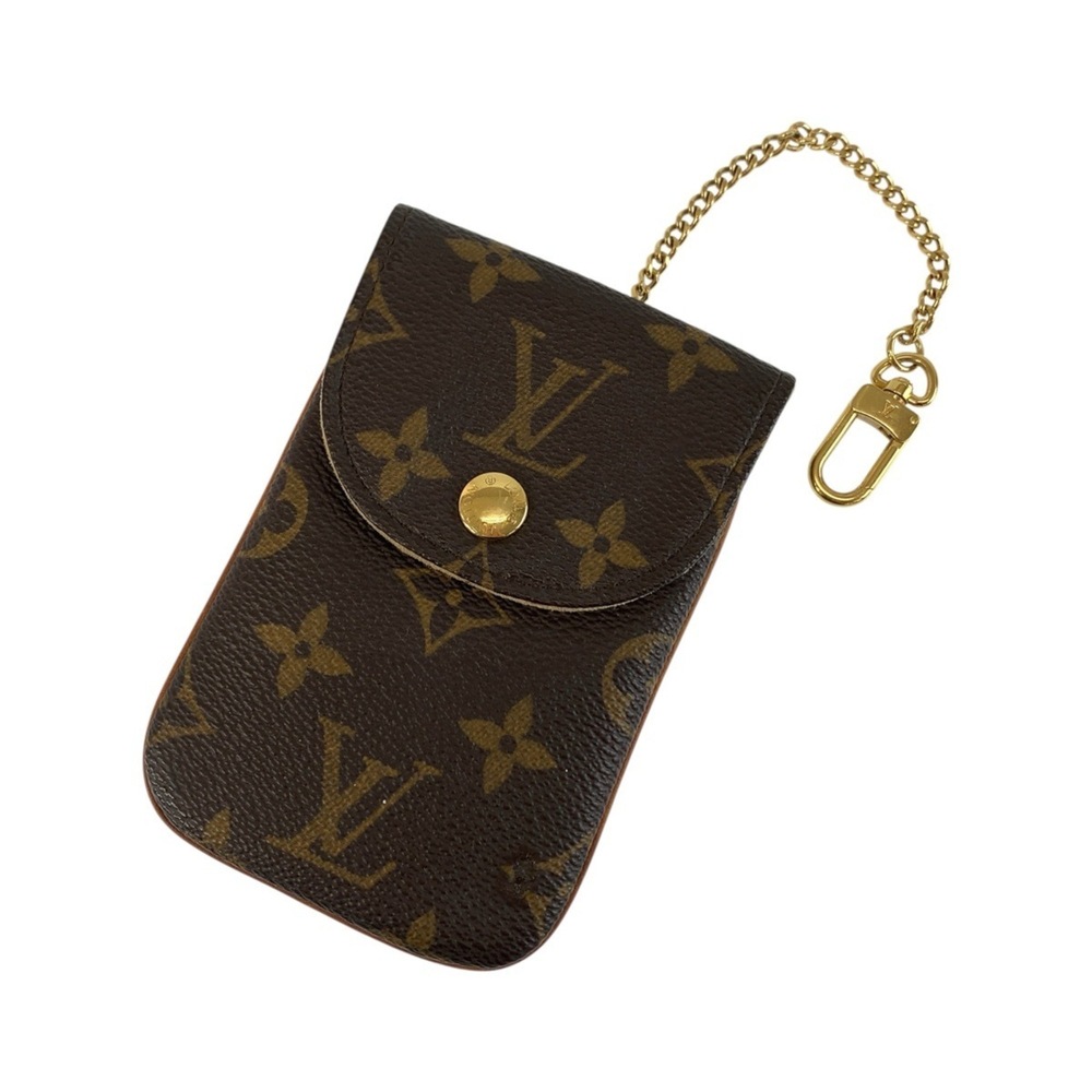 LOUIS VUITTON Louis Vuitton Monogram Etui Telephone MM Brown Gold Hardware M6...